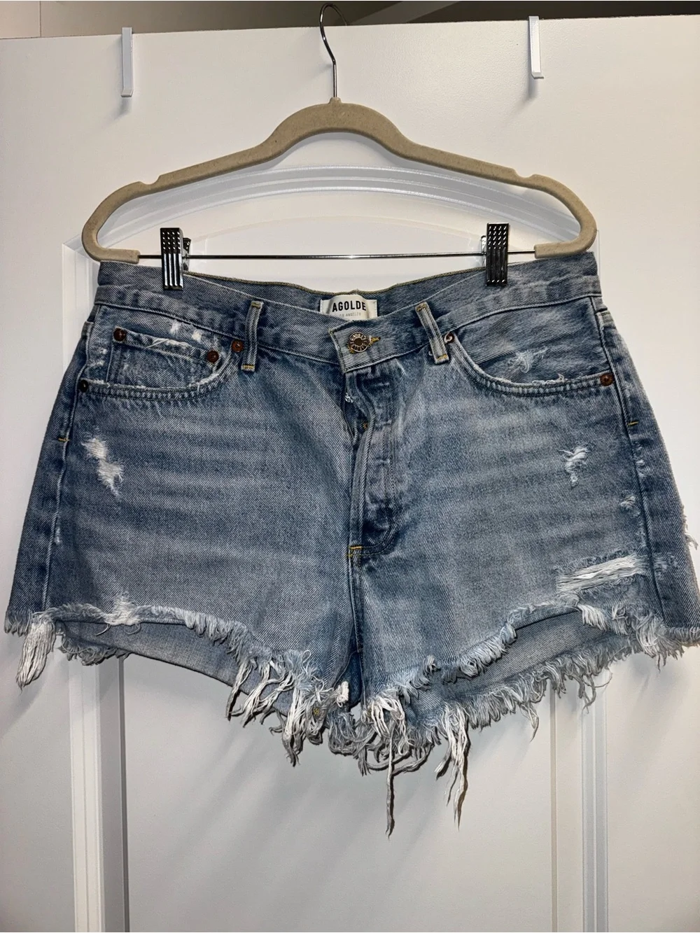 Agolde Distressed Midrise Denim Shorts